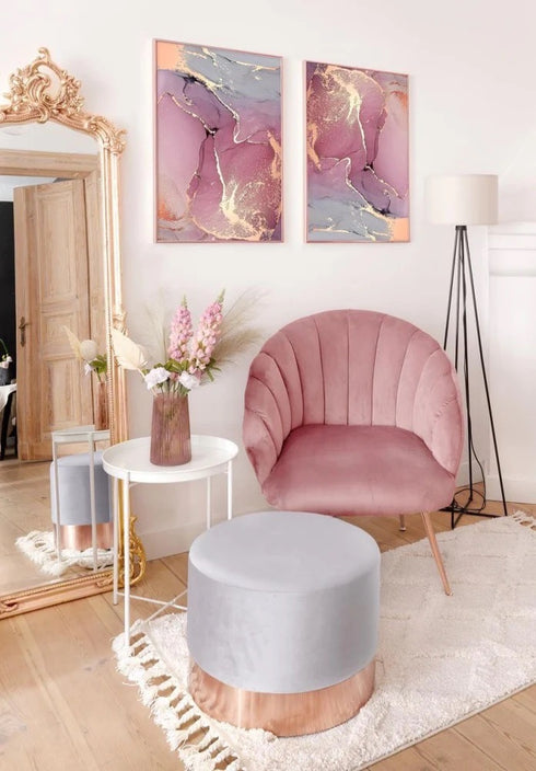 Watercolor Rose Real Rose Gold Set Of 2 Posters 50x70cm
